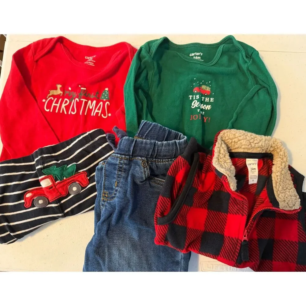 Carter's Baby Christmas Clothing Lot 24 months- 5 piece Holiday Outfit Bundle